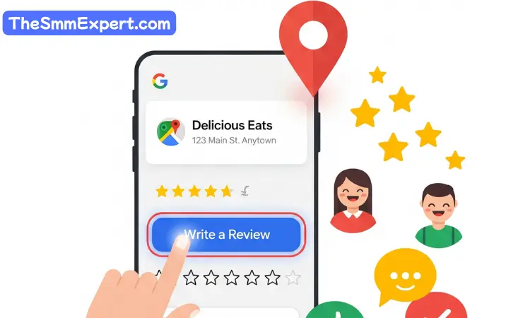 Example of leaving a review on Google Maps mobile app
