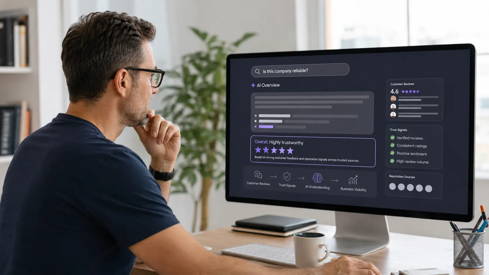 AI search using Trustpilot reviews and reputation signals for business visibility