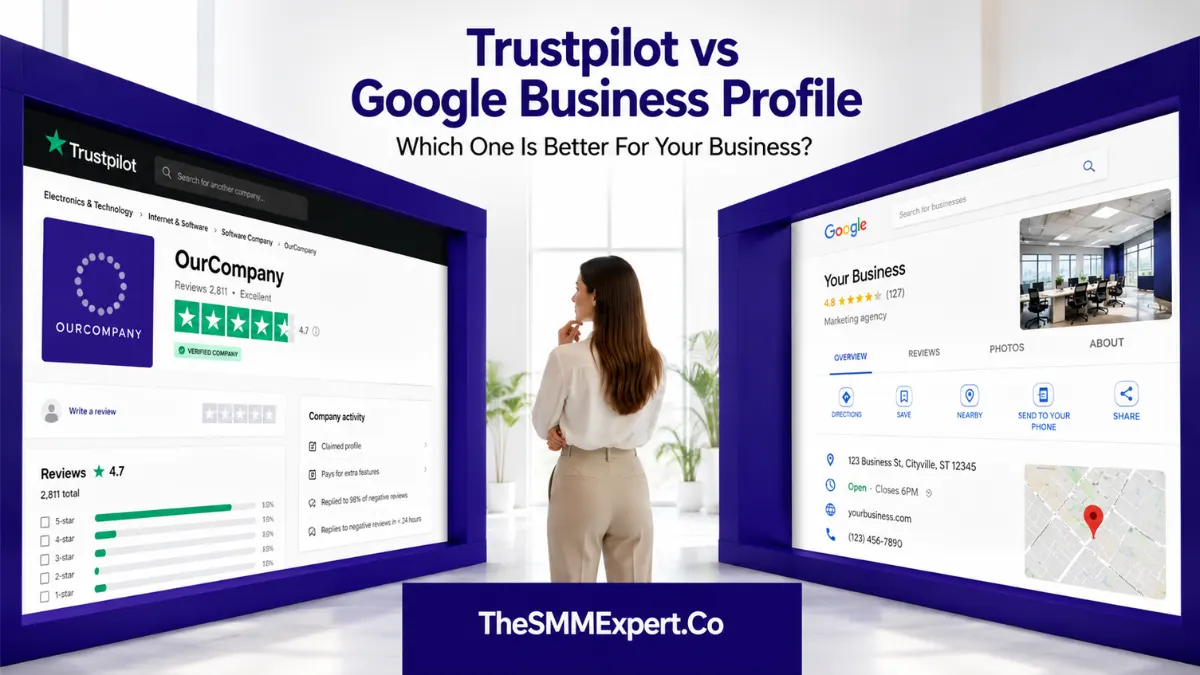 Comparison between Trustpilot and Google Business Profile for online reputation, reviews, and business visibility