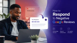 How to Respond to Negative Google Reviews Business owner responding professionally to a negative Google review