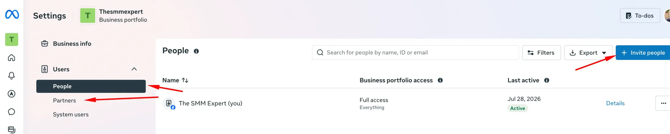 how to add user, partner at facebook business manager