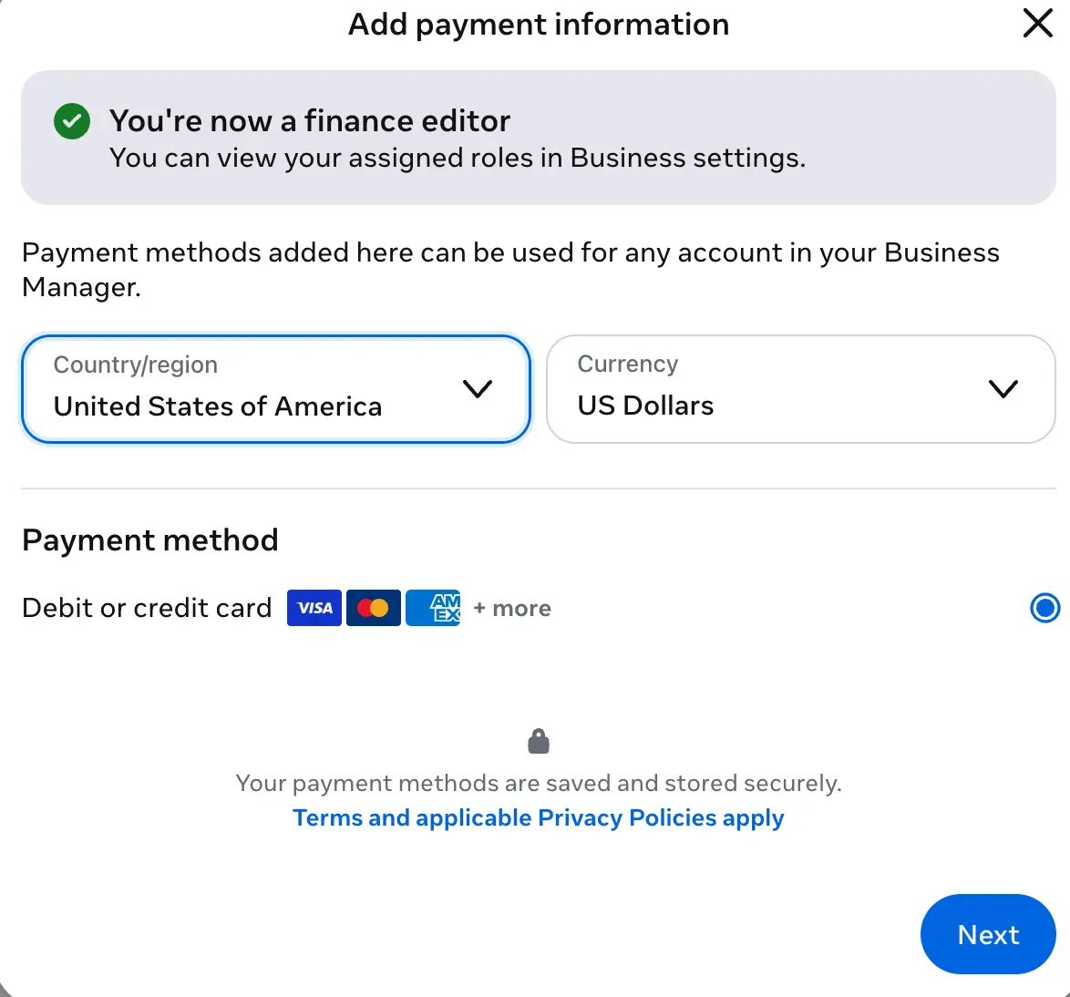 Add Payment Method step 7